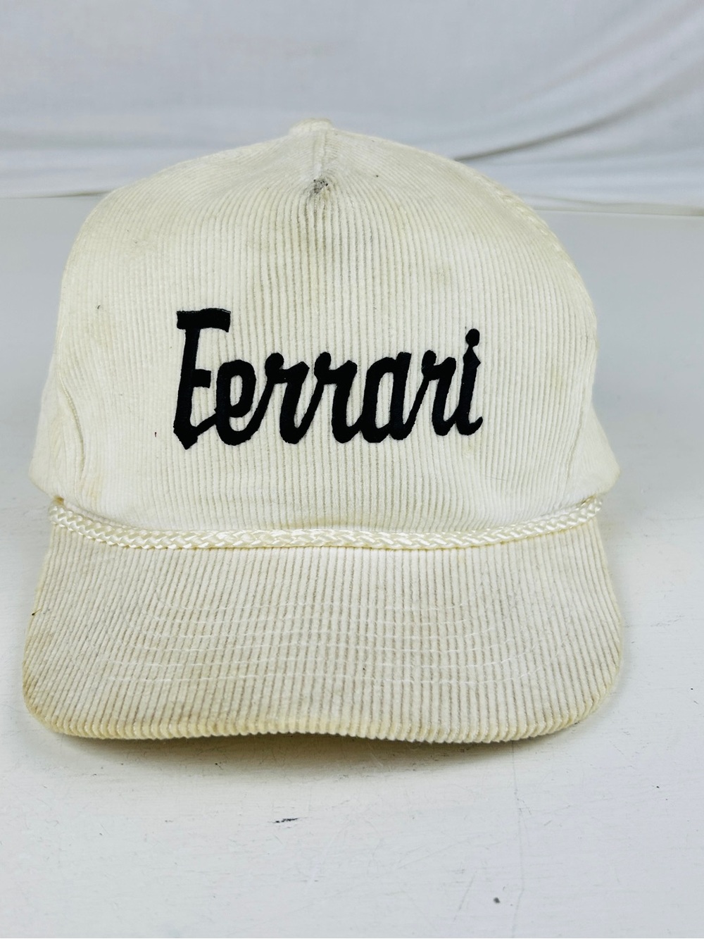 Vintage 90s Otto Ferrari Slideback Corduroy With Logo Cream Color